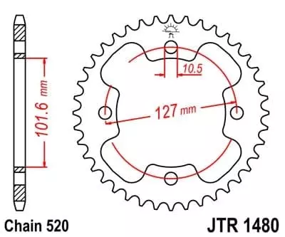 Couronne JT Sprockets 37 Dents Acier Pas 520 Type 1480 Polaris
