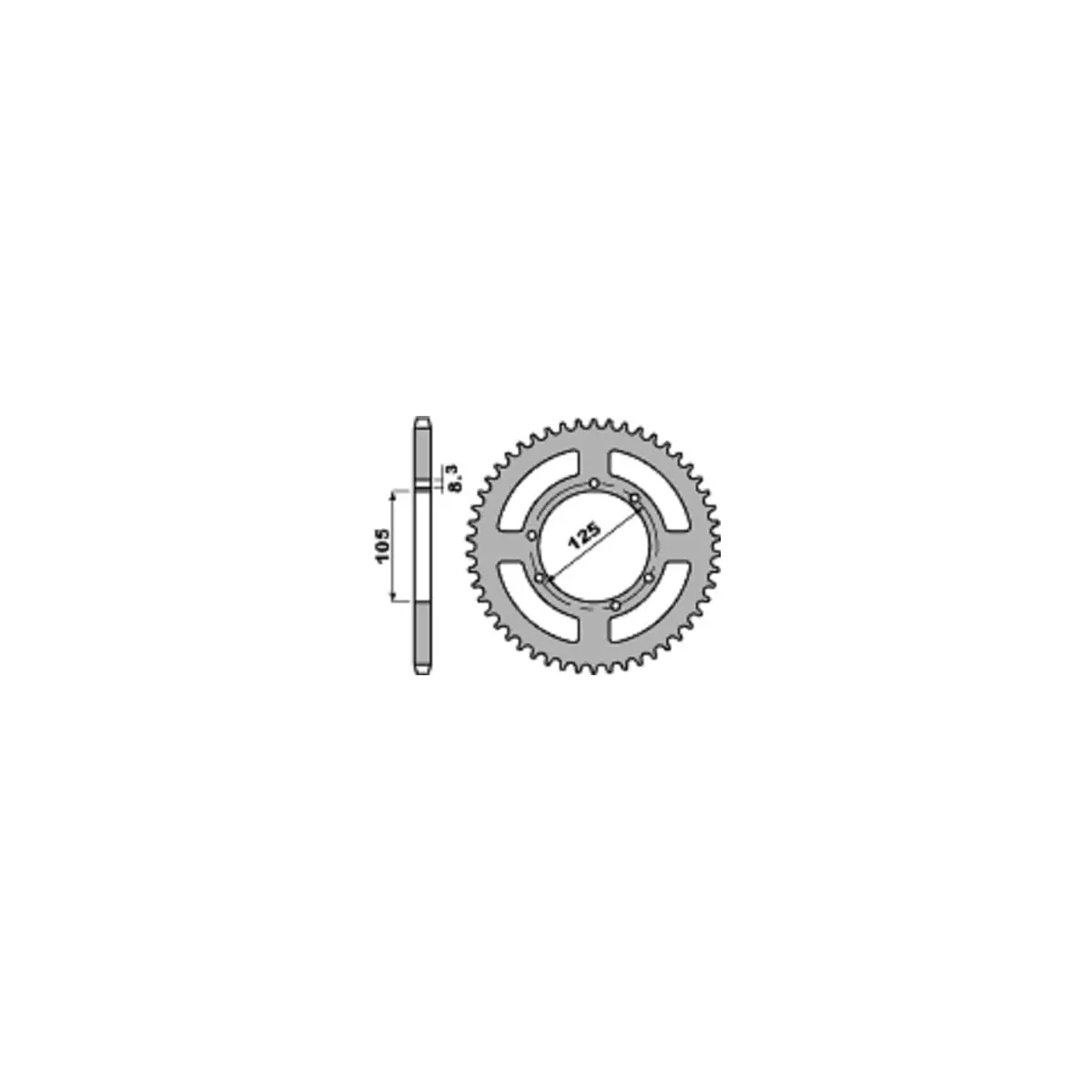 Couronne PBR 62 dents alu ultra-light pas 428 type 4413 Derbi DRD 125