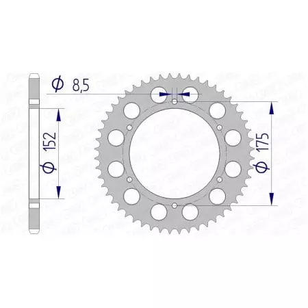 Couronne Afam 52 dents alu pas 520 type 13301 Yamaha WR200