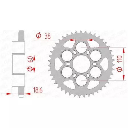 Couronne Afam 39 dents acier pas 525 type 50801 Ducati