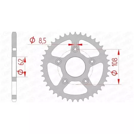 Couronne Afam 43 dents acier pas 520 type 44203