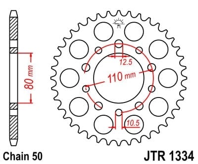 Couronne JT Sprockets 44 Dents Acier Pas 530 Type 1334
