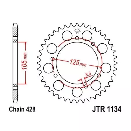 Couronne JT Sprockets 48 Dents Acier Pas 428 Type 1134