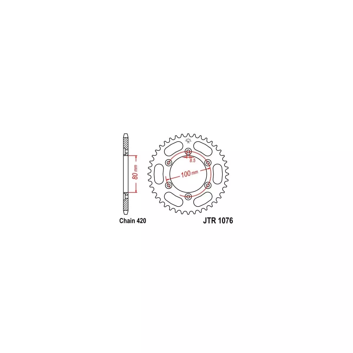 Couronne JT Sprockets 48 Dents Acier Pas 420 Type 1076