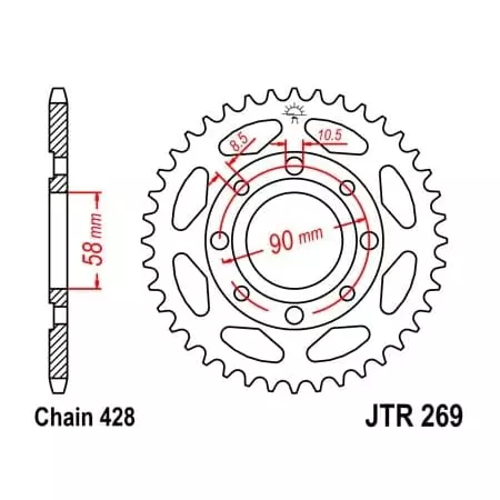 Couronne JT Sprockets 39 Dents Acier Pas 428 Type 269