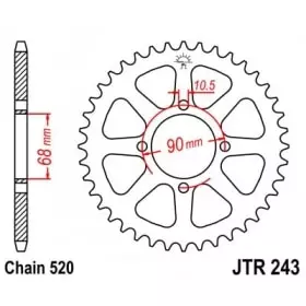 Couronne JT Sprockets 42 Dents Acier Pas 520 Type 243