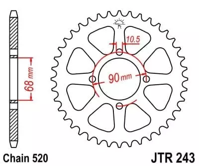 Couronne JT Sprockets 42 Dents Acier Pas 520 Type 243