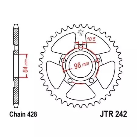 Couronne JT Sprockets 53 Dents Acier Pas 428 Type 242