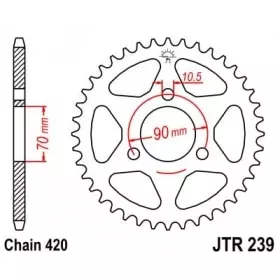 Couronne JT Sprockets 45 Dents Acier Pas 420 Type 239