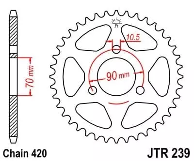 Couronne JT Sprockets 45 Dents Acier Pas 420 Type 239
