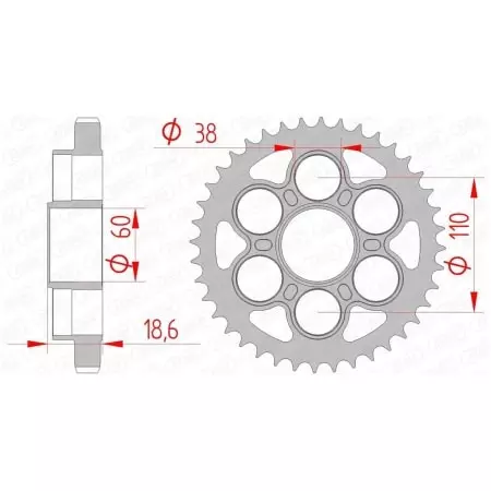 Couronne Afam 40 dents acier pas 530 type 50900 Ducati Multistrada 1200