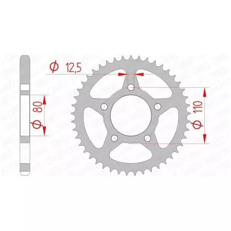 Couronne Afam 46 dents acier pas 525 type 10608 Honda