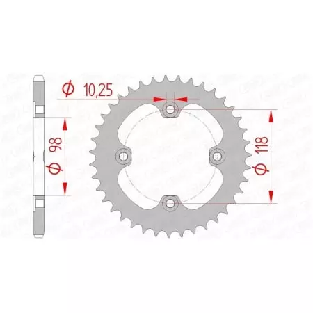 Couronne Afam 42 dents acier pas 520 type 92401