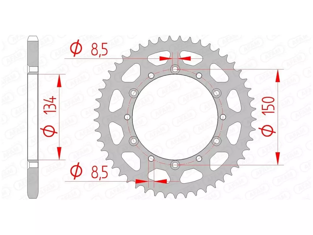 Couronne Afam 47 dents acier pas 520 type 16204