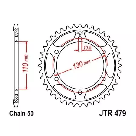 Couronne JT Sprockets 39 Dents Acier Pas 530 Type 479