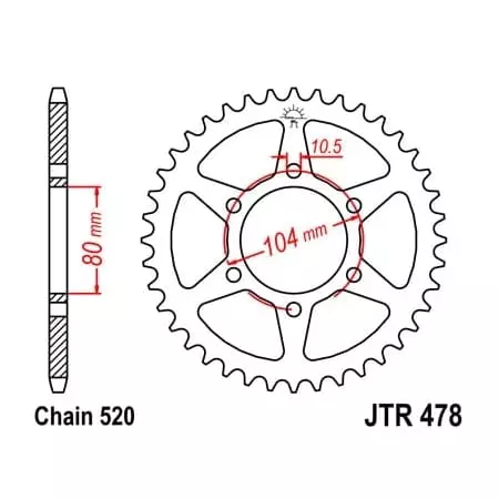 Couronne JT Sprockets 38 Dents Acier Pas 520 Type 478