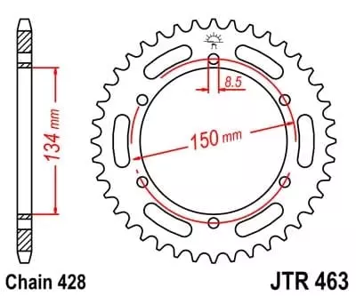 Couronne JT Sprockets 48 Dents Acier Pas 428 Type 46