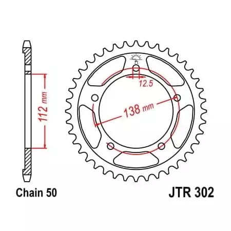 Couronne JT Sprockets 43 Dents Acier Pas 530 Type 302