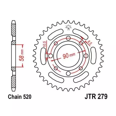 Couronne JT Sprockets 31 Dents Acier Pas 520 Type 279
