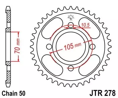 Couronne JT Sprockets 38 Dents Acier Pas 530 Type 278