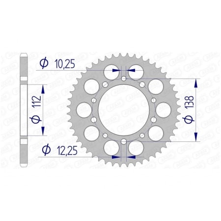 Couronne Afam 45 dents alu pas 520 type 11509