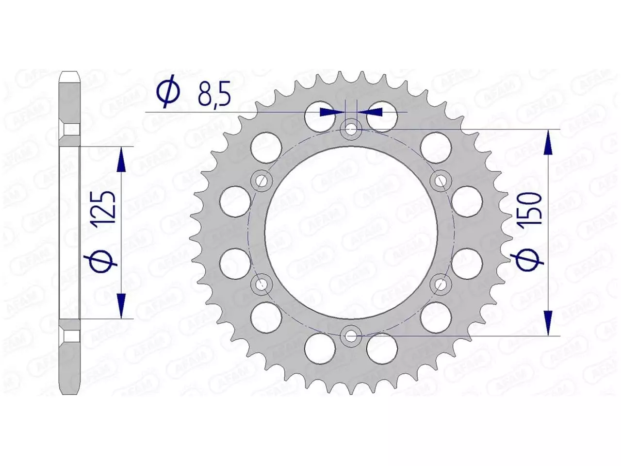 Couronne Afam 42 dents alu pas 520 type 72304N