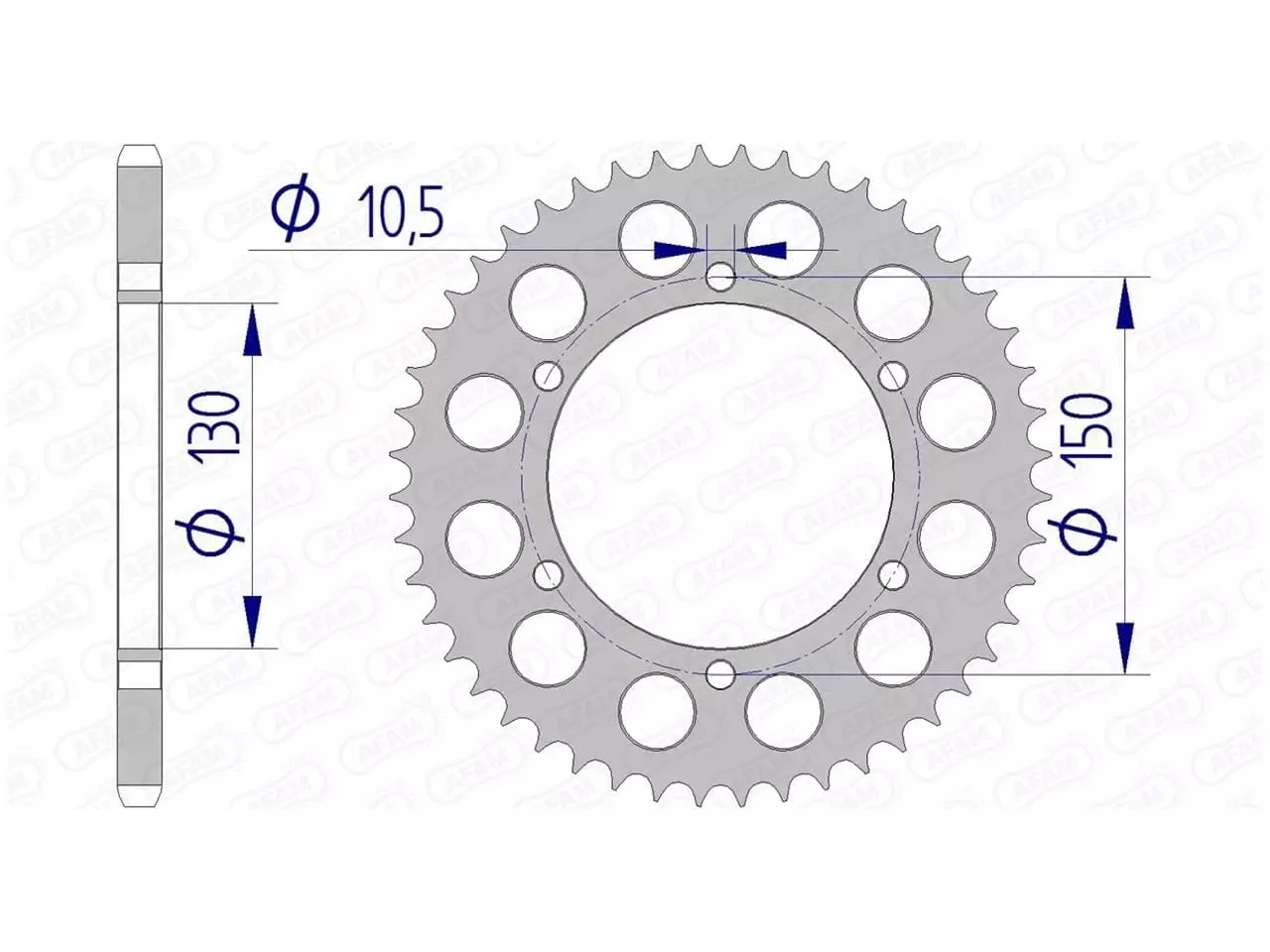 Couronne Afam 46 dents alu pas 520 type 13604 Yamaha