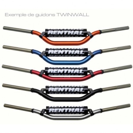 Guidon diam 28,6mm avec barre RENTHAL Twinwall replica Ricky Carmichael orange/mousse noire - Poste de pilotage RENTHAL