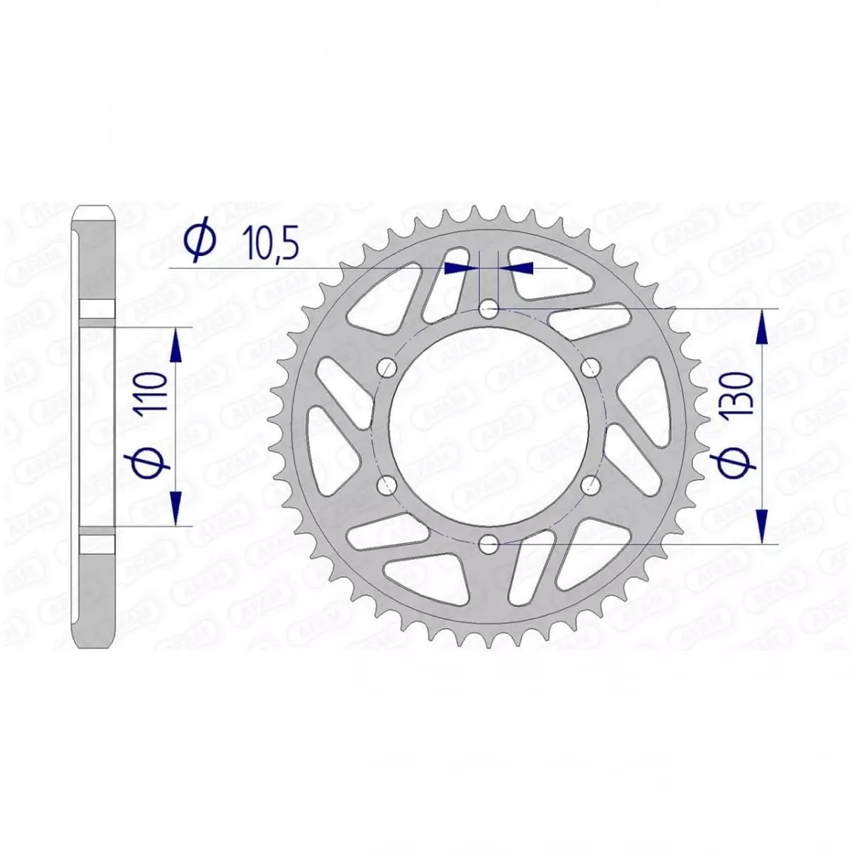 Couronne Afam 41 dents alu pas 530 type 13813