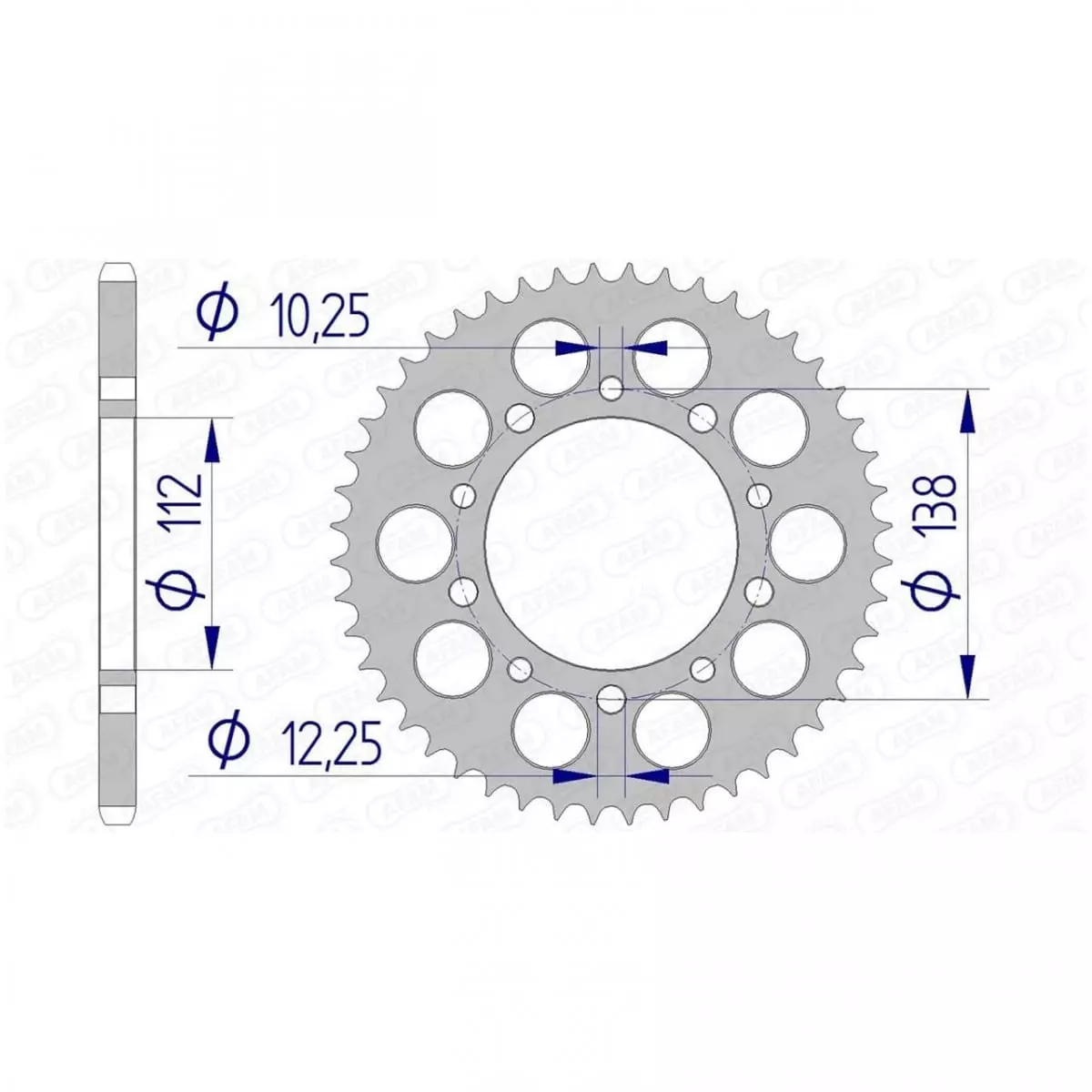 Couronne Afam 40 dents alu pas 520 type 11509