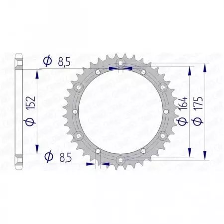 Couronne Afam 40 dents alu pas 520 type 13500 Yamaha