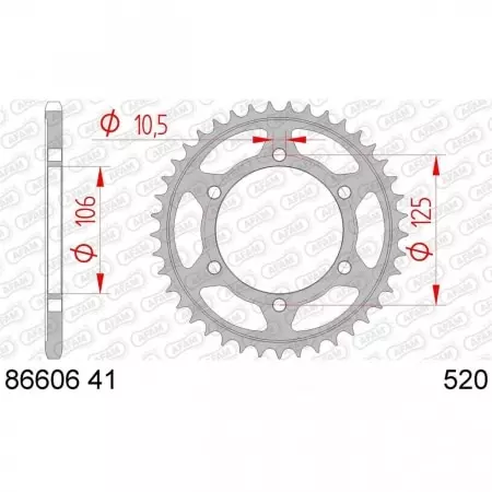 Couronne Afam 41 dents acier pas 520 type 86606 Triumph Street Twin 900