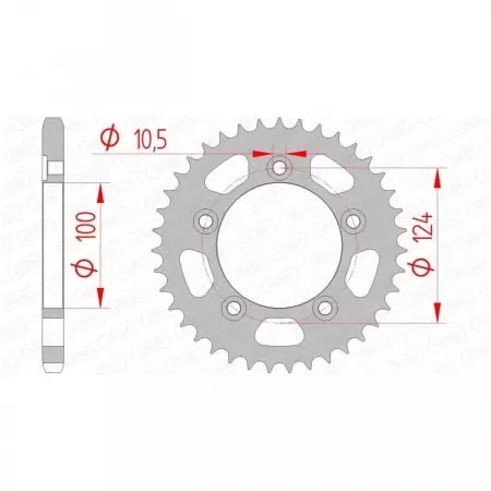 Couronne Afam 39 dents acier pas 525 type 50612 Ducati