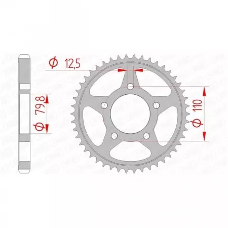 Couronne Afam 42 dents acier pas 530 type 86600 Triumph