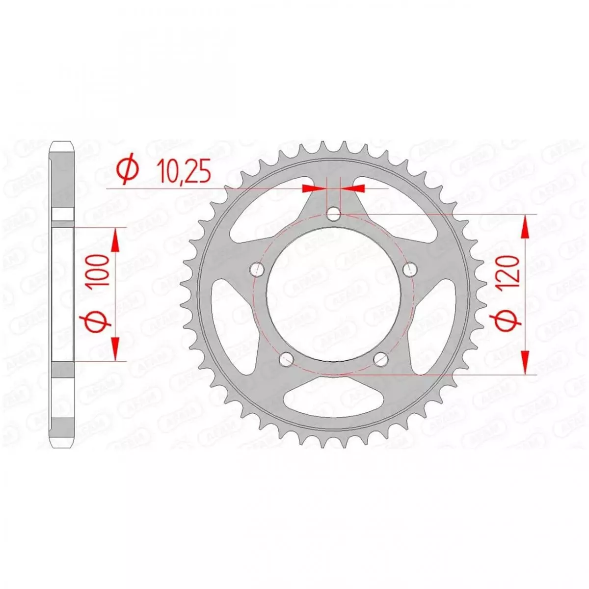 Couronne Afam 46 dents acier pas 525 type 35802 Aprilia