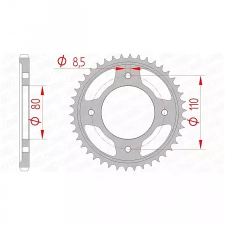 Couronne Afam 42 dents acier pas 428 type 10235 Honda CBF125M