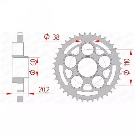 Couronne Afam 39 dents acier pas 525 type 50800 Ducati