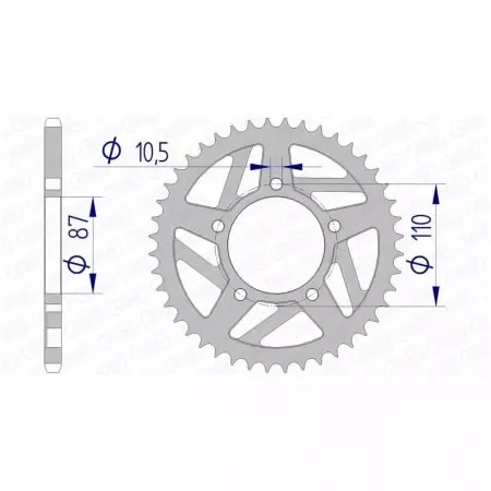 Couronne Afam 44 dents alu pas 520 type 15405 Suzuki