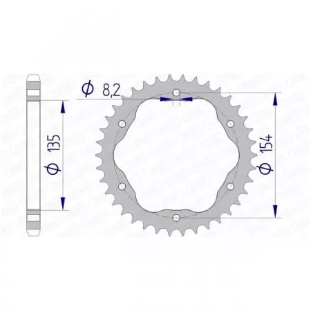 Couronne Afam 38 dents alu pas 525 type 51803 Ducati