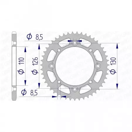 Couronne Afam 47 dents alu pas 420 type 17107N Kawasaki