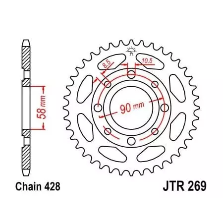 Couronne JT Sprockets 49 Dents Acier Pas 428 Type 269