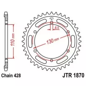 Couronne JT Sprockets 46 Dents Acier Pas 428 Type 1870