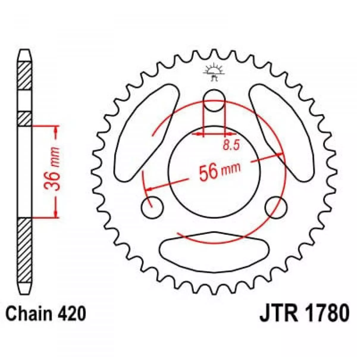 Couronne JT Sprockets 28 Dents Acier Pas 420 Type 1780 Suzuki JR50
