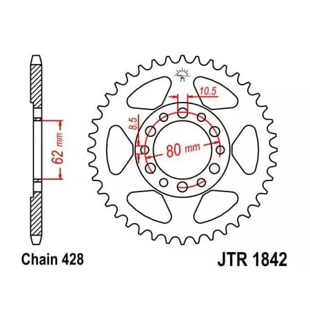 Couronne JT Sprockets 50 Dents Acier Pas 428 Type 1842