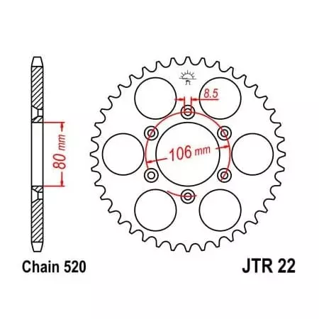Couronne JT Sprockets 49 Dents Acier Pas 520 Type 22