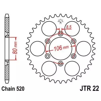 Couronne JT Sprockets 49 Dents Acier Pas 520 Type 22
