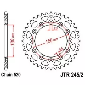 Couronne JT Sprockets 47 Dents Acier Pas 520 Type 245/2