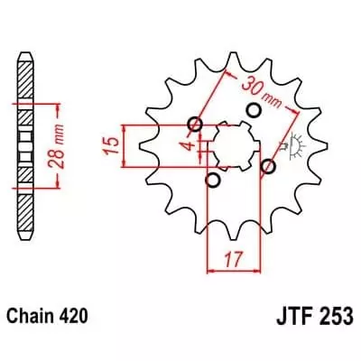 Pignon JT Sprockets 12 Dents Acier Pas 420 Type 253