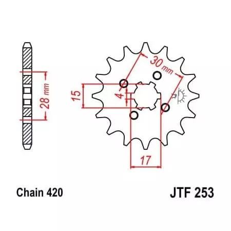 Pignon JT Sprockets 17 Dents Acier Pas 420 Type 253