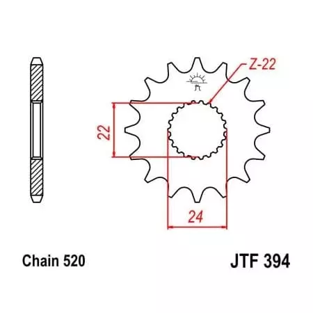 Pignon JT Sprockets 14 Dents Acier Pas 520 Type 394
